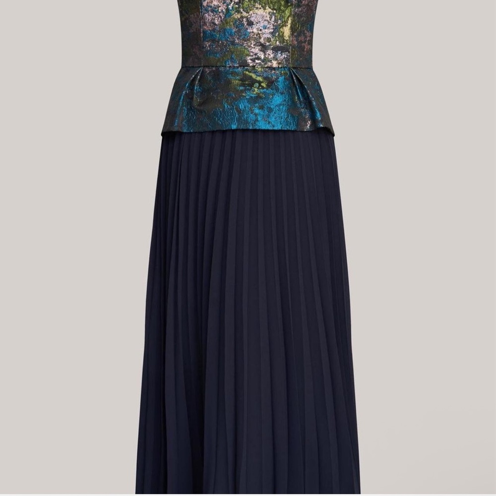 Kay Unger Blue and Black Strapless Maxi Dress - Picture 2 of 7